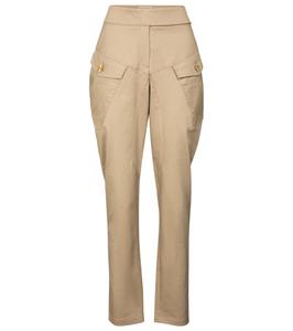 Брюки с высокой талией из смесовой хлопковой ткани Alexandre Vauthier, песочный