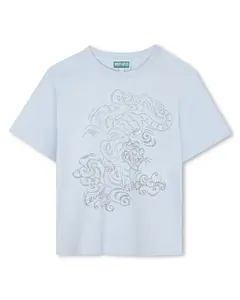 Детская футболка голубого цвета из хлопка Kenzo Kids
