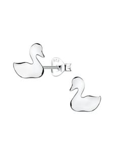 Alexander York Серьги-гвоздики в виде лебедя, из серебра 925 пробы, комплект из 2 штук