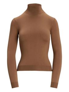 Ralph Lauren Collection шелковый топ с высоким воротником, коричневый
