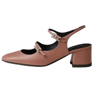 HERMES Туфли на толстом каблуке Jackie, высота 5 см, женские, светло-розовые