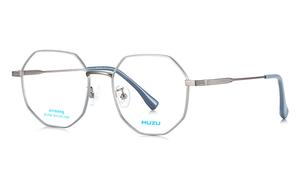 MUZU Оправы для очков из сплава неправильной формы унисекс, Matte Light Blue | Gunmetal-C89