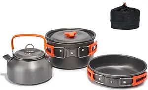 Набор посуды для кемпинга, походов, пикников, походов, набор посуды для пикника, набор сковородок из оксида алюминия, дорожные принадлежности для приготовления пищи Lixada