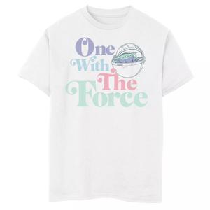 Футболка с рисунком «Звездные войны: Ребенок» для мальчиков 8–20 лет, известная как Baby Yoda One With The Force Star Wars, белый
