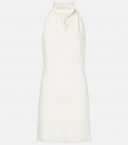 Атласное мини-платье с халтернеем Rotate, Egret