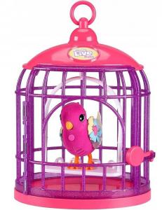 Попугай в клетке, розовый повторяющий шум, интерактивный Moose