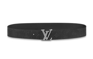 Кожаный ремень мужской черный ширина 4 см LOUIS VUITTON