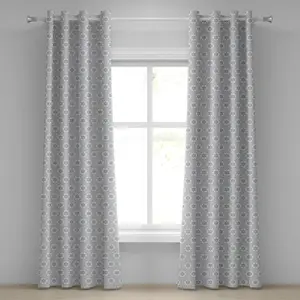 Штора на люверсах ABAKUHAUS с цветочным узором, узором в виде завитков и завитков листьев, абстрактная современная мозаичная плитка, декоративные двухпанельные шторы, 280 см x 225 см, цвет черный, белый, синий