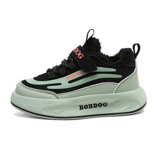 Нескользящие, износостойкие, водостойкие, легкие, амортизирующие, теплые, низкие, детские, повседневные кроссовки для детей BOBDOG, черный/зеленый