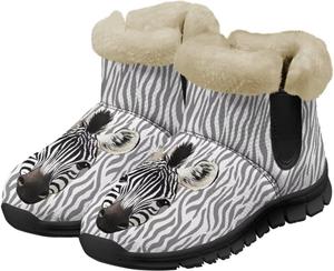 Зимние женские ботинки Jeiento с животным принтом, теплые внутри, на подкладке, слипоны для зимней прогулки, Zebra Print