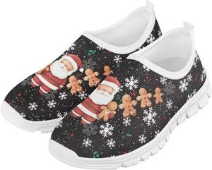 Рождественский узор, мягкие эластичные нескользящие низкие дышащие быстросохнущие кроссовки для мальчиков и девочек, легкие Watdotory, Gingerbread Man Santa Claus
