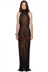 Длинное струящееся платье макси из дерева Jean Paul Gaultier, черный