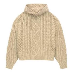 Толстовка fw23 cable knit hoodie 'gold heather' Fear Of God Essentials, бежевый