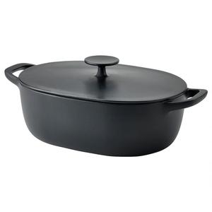 Жаровня с крышкой, эмалированный чугун матовый/черный, 6,5 л, VARDAGEN IKEA