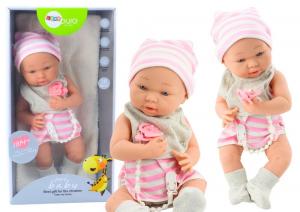 Кукла в белой и розовой одежде, шапке, соске, нагруднике, одеяле. Bemi