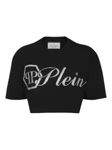 Укороченная футболка Crystal Signature Philipp Plein, черный