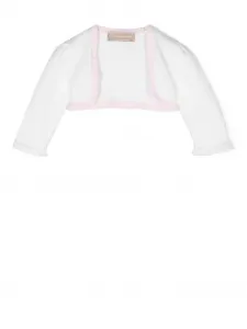 Укороченный кардиган с оборками La Stupenderia, нейтральный