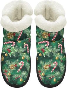 Женские зимние ботинки KEIAHUAN с мехом, теплые и утепленные, мини-ботильоны на платформе для снега, Christmas Trees