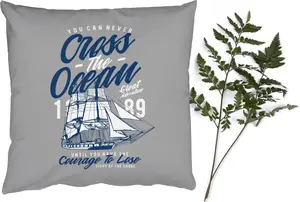 Декоративная подушка для дивана, декоративная подушка для гостиной, парусник, 45x45 см, серый, винтажный, подушка для сна, подушка для дивана MuchoWow