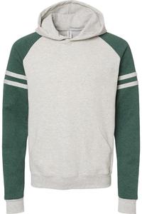 Толстовка с капюшоном JERZEES Nublend Varsity Colorblocked Raglan, цвет oatmeal heather/ forest green heather