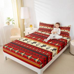 Erosebridal Комплект постельного белья Horse для мальчиков и подростков в стиле ацтеков и вестерн с этническим принтом и расцветкой красный желтый, Multi 12