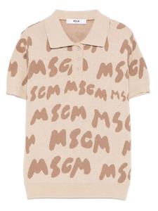Рубашка поло с жаккардовым логотипом MSGM Kids, нейтральный
