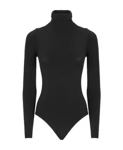 Черная хлопковая блузка с высоким воротником Wolford, черный