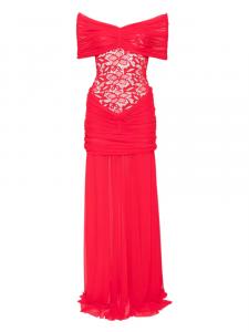 Длинное платье с драпировкой, украшенное кружевом Atu Body Couture, красный