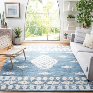 SAFAVIEH Aspen Collection ковер, 275 x 366 см, Blue & Ivory, ручной работы марокканский богемный племенной шерстяной, идеально для помещений с высокой проходимостью в гостиной, спальне (APN550M)