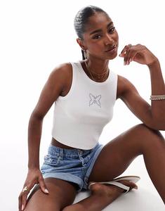 Топ Concert Purple Butteryfly Diamante в белом цвете Pieces