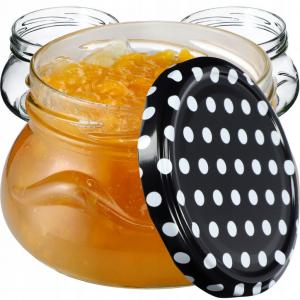 KADAX Банки для консервации с крышками "Раджа", банки для консервирования, 300мл, 100 шт, крышки чёрный горошек