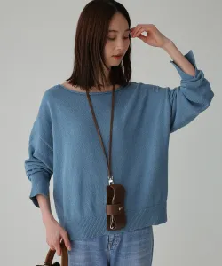 Пуловер с вырезом-лодочкой из бульверной ткани Babylone, цвет Blue 80