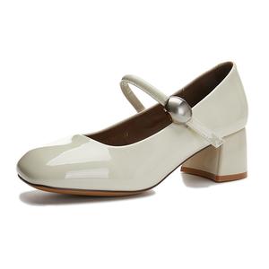 Туфли Мэри Джейн на массивном каблуке Women's POOQ, бежевый