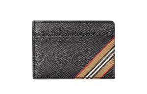 Бурберри Чехол для карт с 4 слотами и полосками Черный/Бежевый