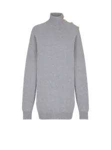 Короткое кашемировое платье-свитер Balmain, серый