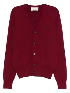 Кардиган с вышитым логотипом AMI Paris, красный