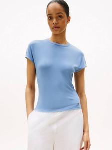 Рифленая футболка с высоким воротником и облегающим кроем Tommy Hilfiger, Brisk Blue