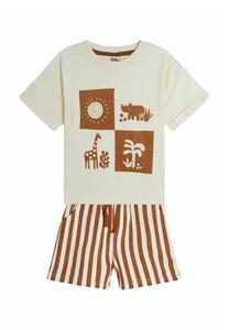 Футболка с принтом REGULAR FIT PRINTED SET JoJo Maman Bébé, бежевый