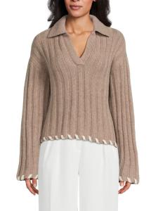 Ребристый свитер-поло из шерстяной смеси Naadam, цвет Timber