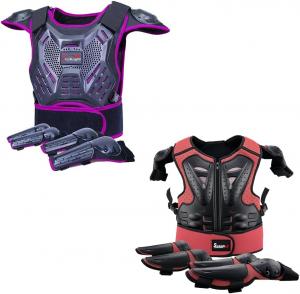 Детский мотоциклетный защитный костюм StarknightMT для езды по бездорожью, комплект красного и фиолетового цвета.