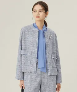 Твидовый жакет светло-голубого цвета Free Zone S, цвет Light Blue[073]
