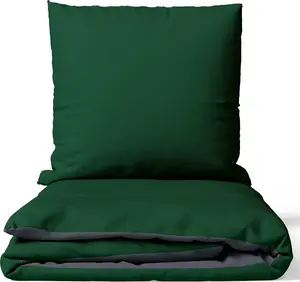 Постельное белье 200x200 см, хлопок, сатин класса люкс 300 тк, гостиничное качество, темно-зеленое, шелковистое, простое в уходе, двустороннее, с застежкой-молнией leonado vicenti