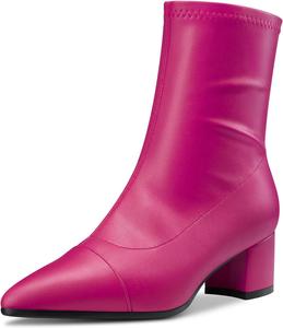 Ботильоны Castamere с массивным каблуком средней высоты, заостренным носком и закрытым мысом, короткие с молнией, для вечеринок, базовая классика, каблук 2,0 дюйма, Fuchsia