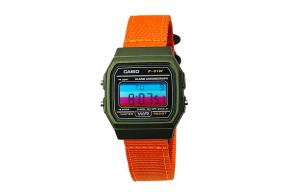 CASIO Мужские часы Retrofit Series с кварцевым механизмом и нейлоновым ремешком, черный циферблат