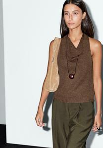 Джемпер Massimo Dutti SLEEVELESS HALTER NECK, Dark Brown