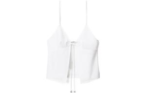 Alexander Wang Женская белая майка с V-образным вырезом и умеренной шнуровкой