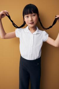 Школьная рубашка из плотного хлопка с фестончатым воротником (3 14 лет) Next, белый