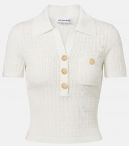 Поло с ажурной вязкой Self-Portrait, белый