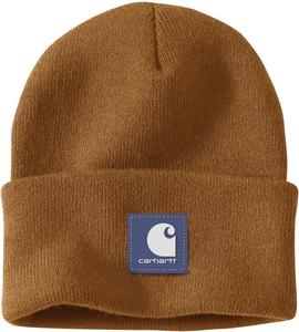 Carhartt мужская вязаная шапка с резиновой нашивкой, Carhartt Brown/Lunar Blue