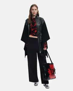 Комбинированное пончо с эффектом кожи Desigual, бежевый